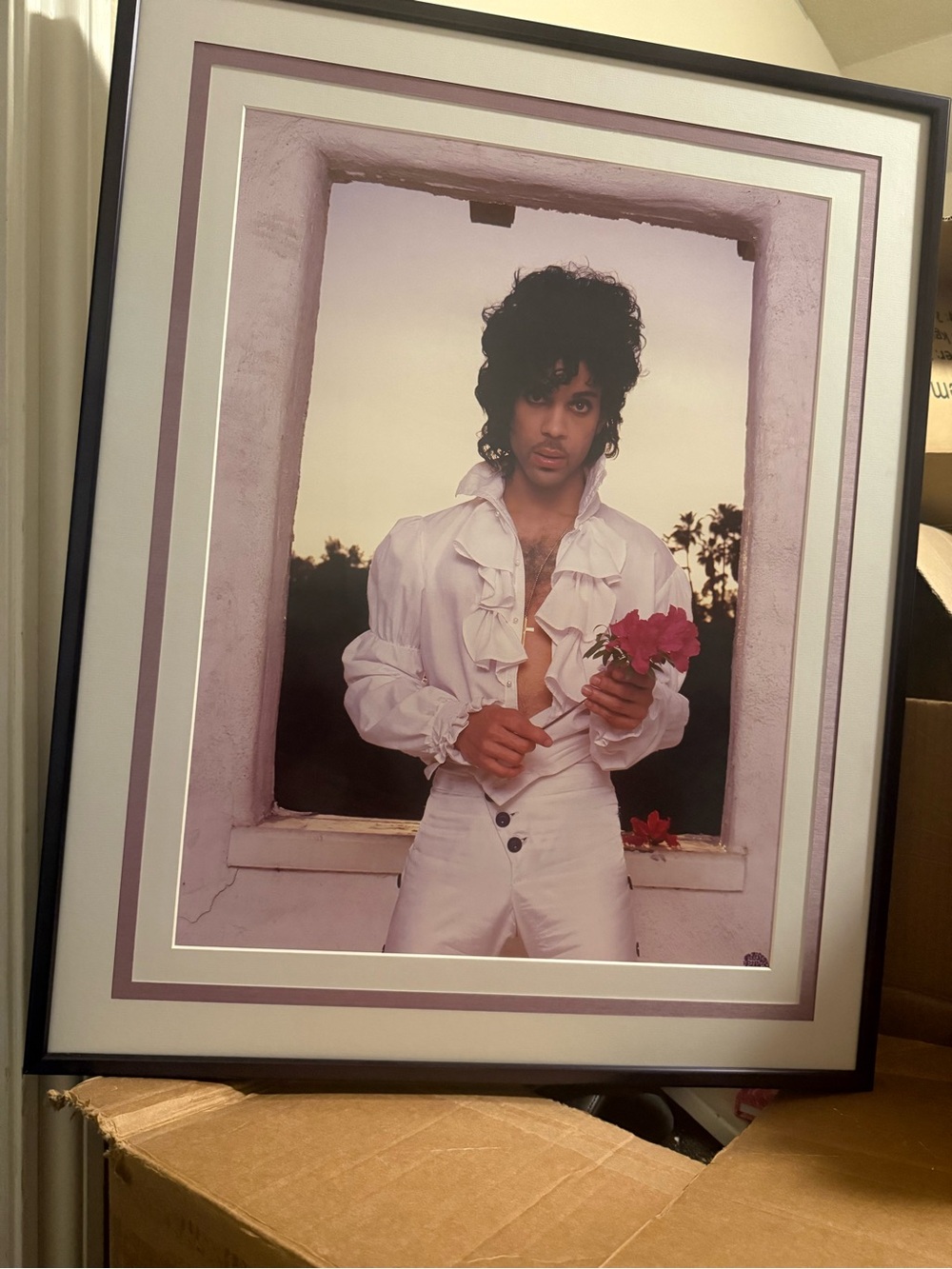 Framed Home Art Print in Lavender and White